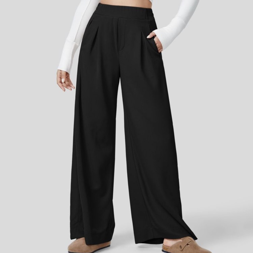 NWT Halara plus size wide leg waffle black trousers size 2x